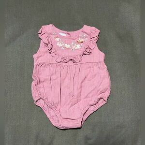 Toddler Pink Floral Ruffle One-Piece Romper